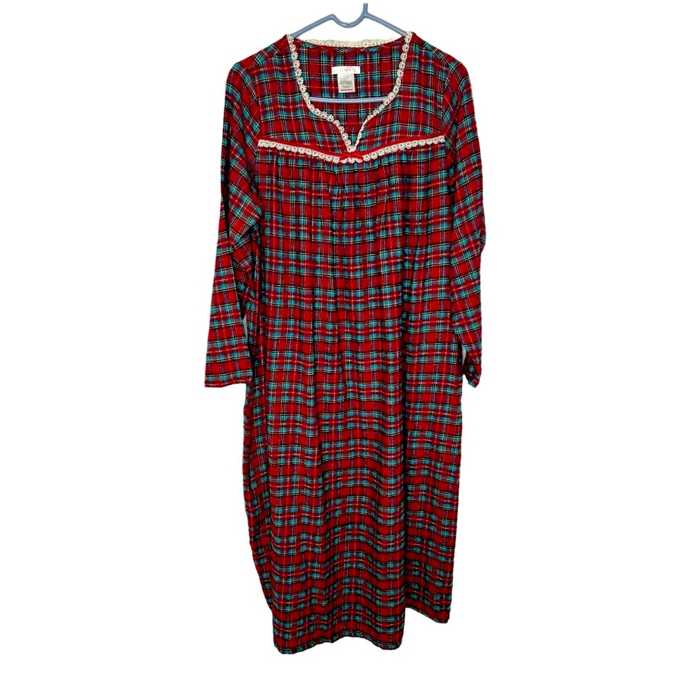 Victoria Secrets PINK Plaid Flannel Nightgown Size Medium